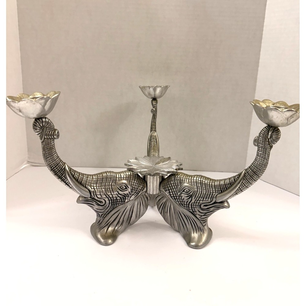 Arthur Court Signed Elephant Base / Pedestal – Cast Aluminum – Vintage